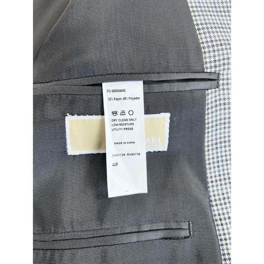 NWT Michael Kors Men's 44R Classic Fit Sport Coat Blazer Grey Black Houndstooth